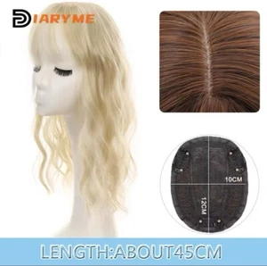 Blonde Curly Hairpiece Extensions Clip In With Fringe Bangs - Picture 1 of 3