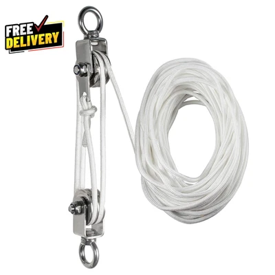 Hoist Pulley System Heavy Duty Stainless Steel Snatch Swivel Block Double Pulley - Image 1 of 4