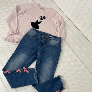 Kate Spade & Lee Ankle Cropped Jeans & Ballerina Crewneck Sweater Girls Set Sz 8 - Picture 1 of 12