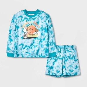 Kids' 2pc Fleece Pajama Set - Art Class™ Teal Green Tie-Dye XS - Picture 1 of 1