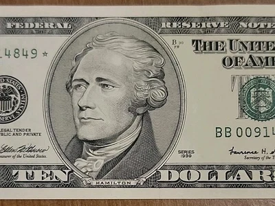 1999 $10 STARNOTE Uncirculated #BB00914849 💎  GEM - Image 1 of 4