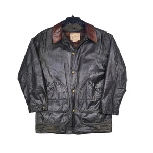 Giacca tela cerata vintage anni 80 Woolrich Barn Chore uomo S foderata lana invecchiata USA - Foto 1 di 23