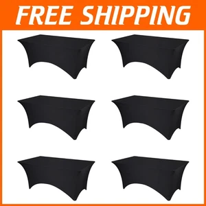 Vielseitige schwarze Spandex Tischdecken - 6 Fuß Rechteck, 6er Pack - Bild 1 von 10