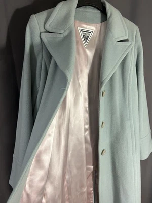 Gabardina larga vintage años 50 100 % lana azul bebé Marvin Richards talla 12 ¡CLASE! Foto 1 de 4