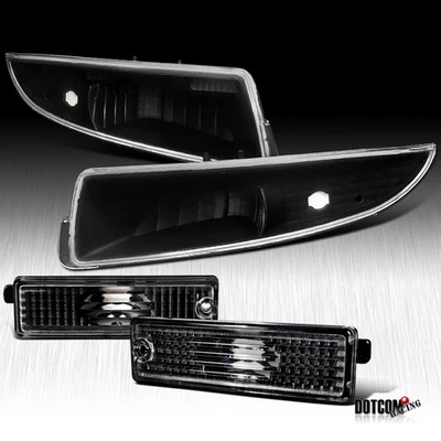 Black Fit 1993-2002 Chevy Camaro Front & Rear Side Marker Bumper Signal Lights - Изображение 1 из 4