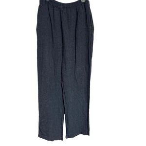 Pantalones para mujer Eskandar azul mezcla de lino con cordón cintura talla 2 - Imagen 1 de 6