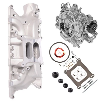 Intake Manifold & 4 Barrel Carburetor For Ford Small Block 289 302 Dual Plane Foto 1 de 4