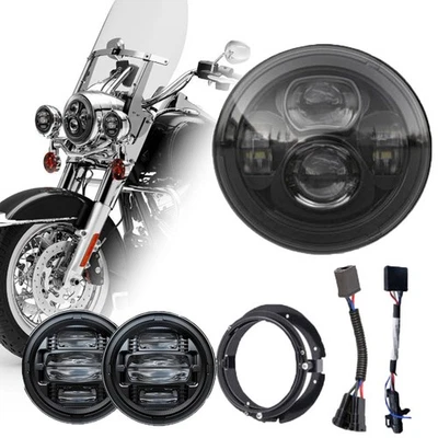 7" LED Headlight + 4.5" Fog Lights  For Harley Davidson Electra Glide Motorcycle - Image 1 of 4
