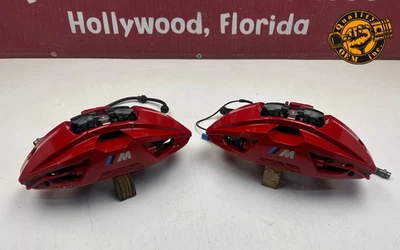 2019-2023 BMW 5 6 7 8 X5 X6 FRONT LEFT & RIGHT BRAKE CALIPER RED M-SPORT OEM 34k - Image 1 of 4