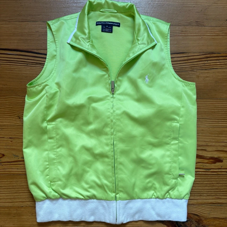 Ralph Lauren Golf lime green white pony accent full zip polyester vest SIZE S Foto 1 de 4