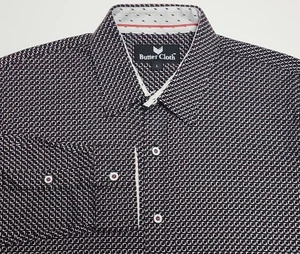Butter Cloth Checkmate Button Up Shirt Men's Large Geometric Flip Cuff Red Black - Picture 1 of 9