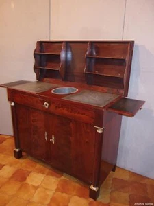 CREDENZA- TOILETTE IN PIUMA DI MOGANO STILE IMPERO EPOCA PRIMI 800 FRANCIA - Foto 1 di 1