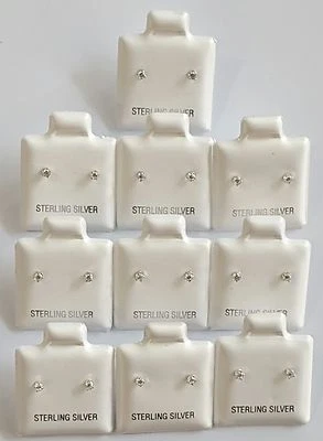 Aretes redondos de circonita cúbica de 2 mm 10 pares al por mayor de plata de ley 925 Foto 1 de 3