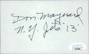 Don Maynard New York Jets Signed 3x5 Index Card JSA Authenticated - Picture 1 of 2