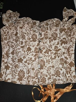 Nuevo con etiquetas Corset Story Floral Algodón Manga Fuera del Hombro Corsé Top Reino Unido 20 Talla Grande Foto 1 de 4