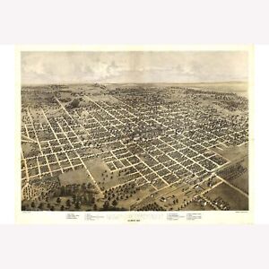 Bloomington, Illinois ; carte antique de Birdseye ; 1867