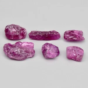 6pcs Lot 5.89ct t.w Rough Unheated Purplish Pink Sapphire Gemstone, Madagascar - Picture 1 of 4