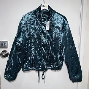 New With Tags COTTON ON Velvet Teal Puffer Jacket Womens Size 10 #31575 - Picture 1 of 11