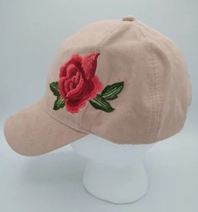 David And Young Women’s Suede Ball Chill Cap Hat Embroidered Pink Flower Floral - Picture 1 of 9