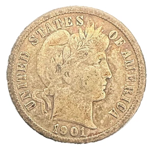 1901-O VF NICE ORIGINAL BARBER DIME - Picture 1 of 2