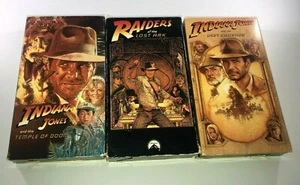 Indiana Jones Trilogy VHS Raiders/Temple/Crusade Harrison Ford 3 Tape Cassettes - Picture 1 of 2