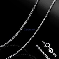 Real 925 Sterling Silver Chain Curb Trace Rope Necklace 16-30 Inch Stamped Italy