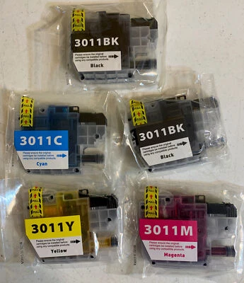 5 PACK LC3011 Inkjet SET BK&Colors for Brother MFC-J491DW/J497DW/J690DW/J895DW - Image 1 of 4