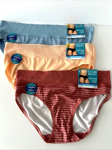 NEW 3 Pairs Vanity Fair Effortless Hipster Panties 5/S Multi-Color 18277 - Picture 1 of 3