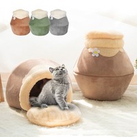 Winter Warm Dog Puppy Pet Cat Igloo/Cave Bed House Sofa Kennel Nest Bed Mat S M