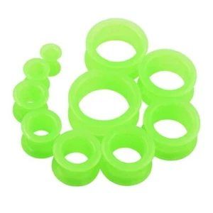 2PC THICK Silicone FLESH TUNNELS-Ear Skin-Ear Gauge-Soft Ear plugs DOUBLE FLARED - Picture 1 of 35