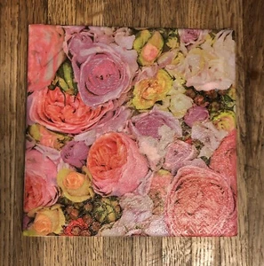 6 Zoll Keramik Decoupaged rosa Blumenuntersetzer/Kochplatte - Bild 1 von 2