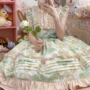 Sweet Mori Girl Lolita Dress Bow Ruffle Party Dresses Japanese Cute Cosplay - Picture 1 of 23
