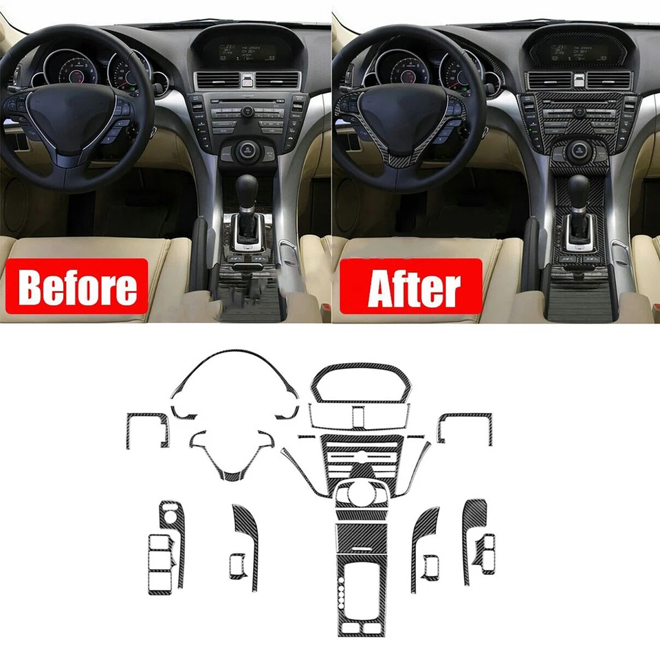 27PCS For Acura TL 2009-2014 Carbon Fiber Full Kits Interior Cover Trim Set - Image 1 of 4