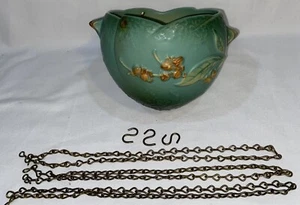 Vintage Roseville Keramik bittersüße Hängekorb Vase Übertopf grün - Bild 1 von 7