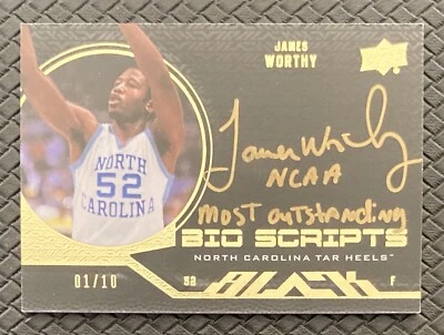 JAMES WORTH 2011-12 UD черный золотой авто 01/10 = 1/1 Северная Каролина надпись! - Изображение 1 из 3