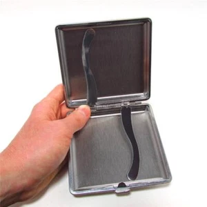 Black Pocket Leather Metal Tobacco 20 Cigarette Smoke Holder Storage Case - Picture 1 of 9