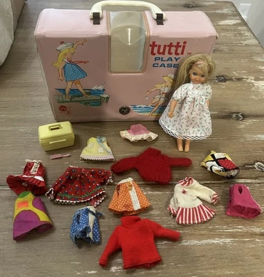 Vintage 1965 Mattel Tutti Pink Case + Tutti Doll W/ Clothes  - Image 1 of 4