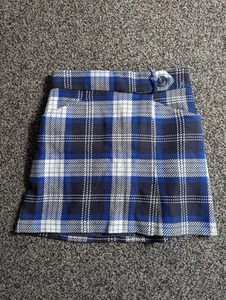 TU Mini Skirt Size 10 Blue Wool Acrylic Blend Tartan Check Flannel - Picture 1 of 6