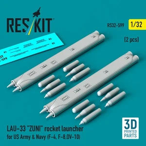Juego de cápsulas lanzacohetes Zuni ResKit RS32-0599 1/32 LAU-33 (2 piezas) de resina para aviones - Imagen 1 de 3