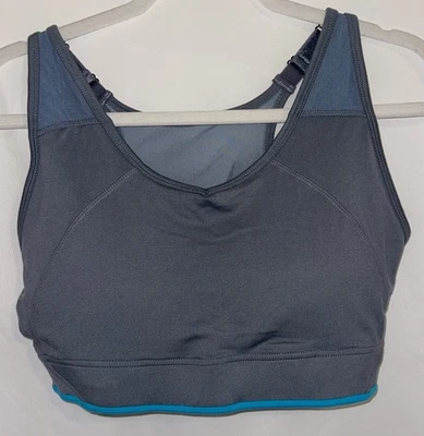 Sujetador deportivo Jessica Simpson espalda deportiva calentamiento gris turquesa para mujer talla 40D” Foto 1 de 4