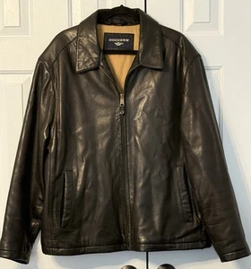 Bomber vintage Dockers uomo nero in vera pelle taglia XL - Foto 1 di 4