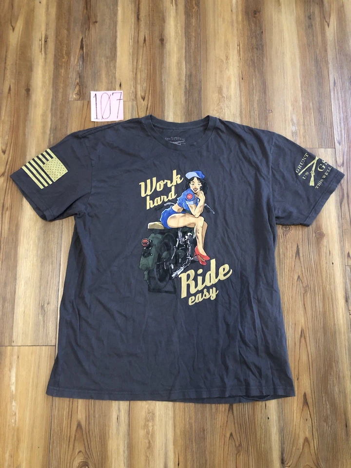 Camiseta Grunt Estilo USA Patriot Gris Motocicleta Trabajo Duro Montar Camisa Adulto Talla XL Foto 1 de 4