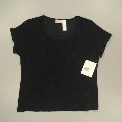 Camiseta de encaje elástico Liz Claiborne para mujer talla grande negra manga corta gótica nueva de Lote Antiguo Foto 1 de 4
