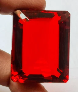 Large 90.90 Ct. Red Topaz Emerald Cut Faceted Loose Gemstone For Ring & Pandent - Picture 1 of 6