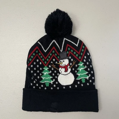 Sombrero de invierno para hombre de nieve gorro negro con bola de pompón difuso nuevo sin etiquetas Foto 1 de 4