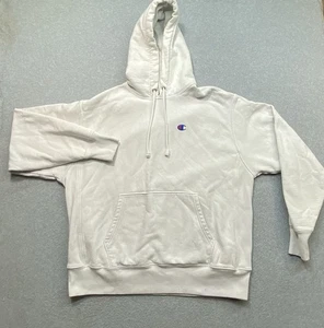 Y2K Reverse Weave White Champion Blank Hoodie Men’s Sz XL Pullover Distressed - Picture 1 of 6