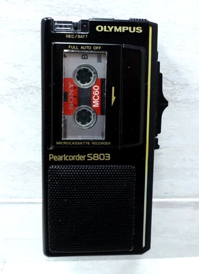 Vintage Olympus Pearlcorder S803 Microcassette Recorder w/Case Works Great! - Image 1 of 4