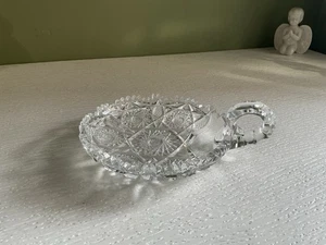 Vintage amerikanisches Brillant klar Kristall geschliffenes Glas Sägezahnrand mit Griff - Bild 1 von 6