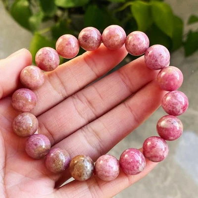 11mm Natural Red Rhodonite Quartz Crystal Gemstone Beads Bracelet - Image 1 of 4