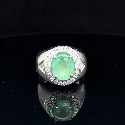 Anillo de piedra verde y diamantes para caballeros 25 diamantes 1,00 quilates T.W. (CMP112005) Foto 1 de 4